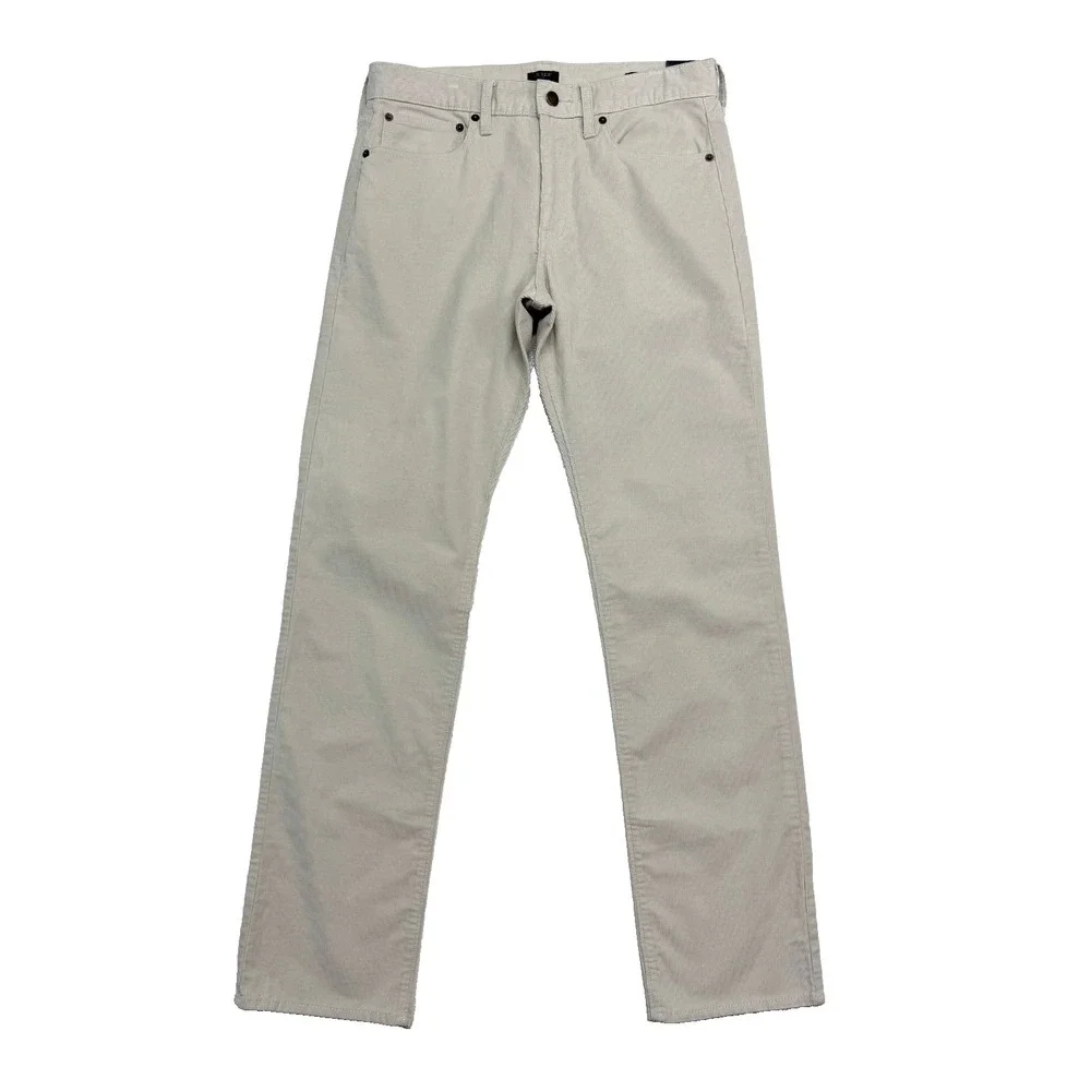 NEW J Crew 30x32 Stone Beige Corduroy‎ Pants 5 Pocket Cord Straight Flex Stretch